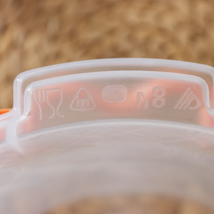 Контейнер пищевой, 8 л, прозрачный, ручки микс Контейнер пищевой, 8 л, прозрачный, ручки микс