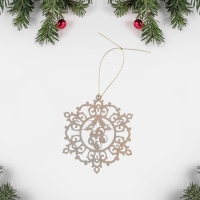 Открытка деревянная  "С Рожеством и Новым Годом! - 2" снежинка 8,2 х 11,5