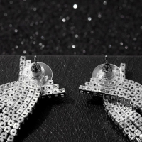 Серьги висячие со стразами «Водопад» бантик, цвет белый в серебре,10 см Серьги висячие со стразами «Водопад» бантик, цвет белый в серебре,10 см