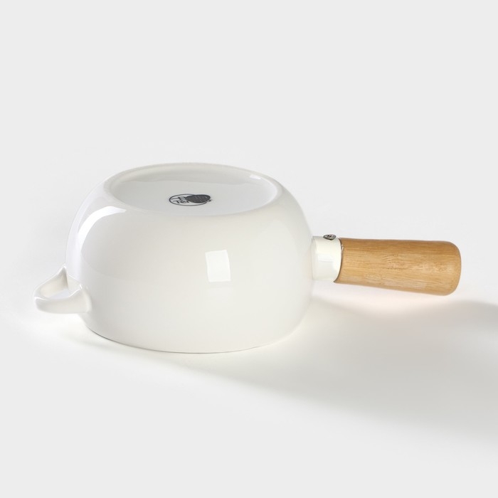 Супница фарфоровая с ручкой на бамбуковой подставке BellaTenero, 400 мл, 20,5&times;11,5&times;6,5 см, цвет белый