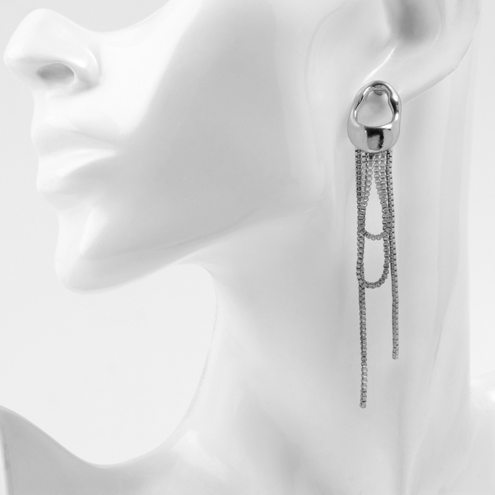 Серьги металл &laquo;Модерн&raquo; будущее, цвет серебро