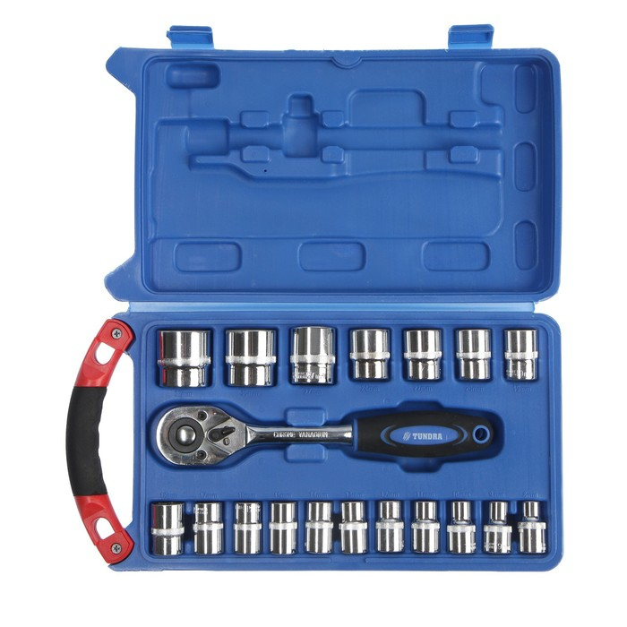 Набор инструментов в кейсе ТУНДРА, автомобильный, 1/2 Набор инструментов в кейсе ТУНДРА, автомобильный, 1/2", 23 предмета