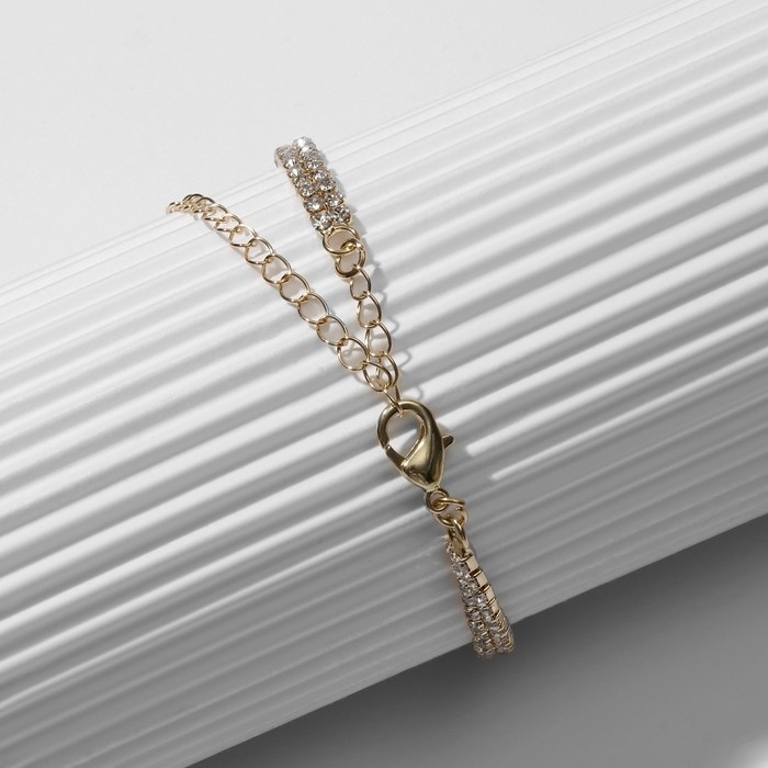 Браслет со стразами &laquo;Циркон&raquo; изыск, круг, цвет белый в розовом золоте, L=15см