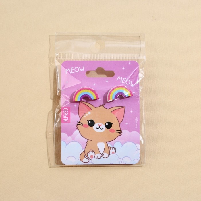 Серьги &laquo;Meow&raquo; гвоздики, 6х9 см