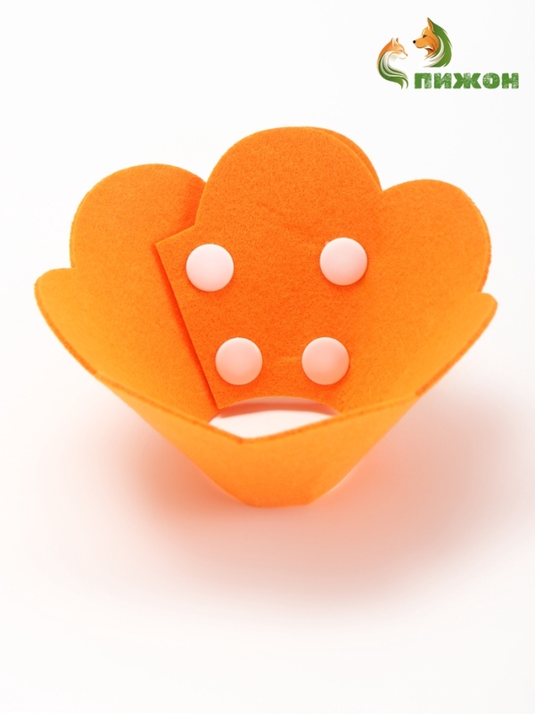 Ветеринарный воротник из фетра "Ромашка", размер M, оранжевый