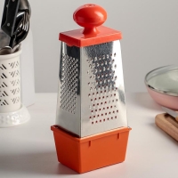 Тёрка &laquo;Комфорт&raquo;, 4 грани с контейнером 450 мл и круглой ручкой, 11&times;8,5&times;28 см, цвет МИКС