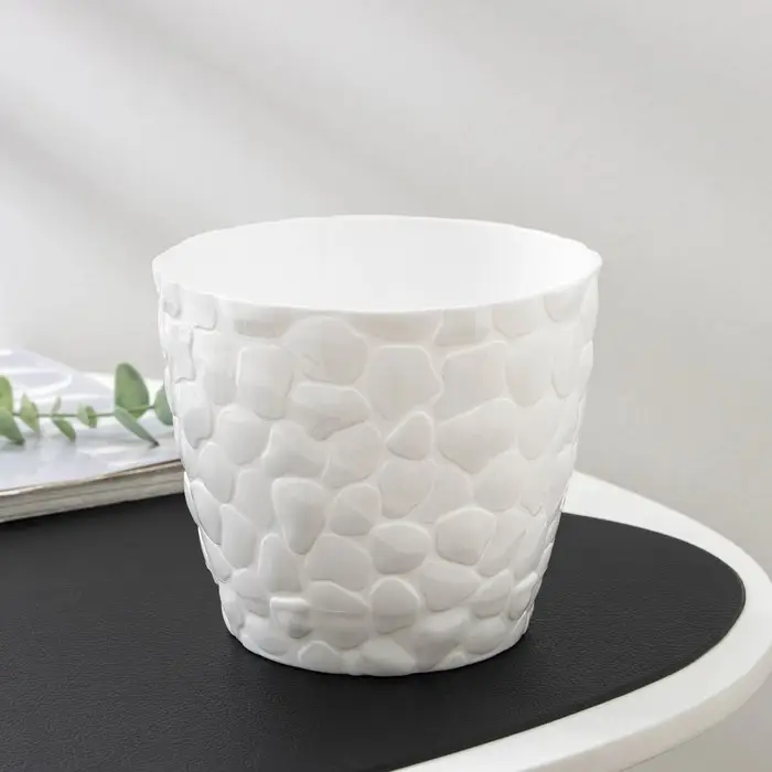 Горшок с поддоном &laquo;Камни&raquo;, 1,4 л, белый