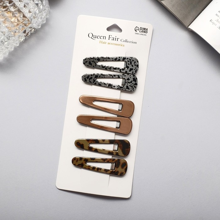 Невидимка для волос Невидимка для волос "Беатрис" (набор 6 шт) лео, 5 см, золото