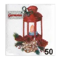 Салфетки новогодние бумажные Гармония цвета &laquo;Фонарик&raquo; 1 слой, 24х24 см, 50 шт