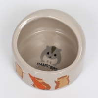 Миска керамическая "Хомяки" 65мл, 6,3 х 4,5 см, бежевая с принтом