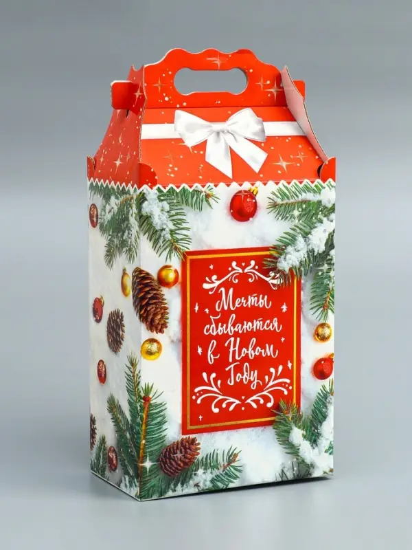 Подарочная коробка Новогодняя Корпоратив "Акцент" 20,3 х 12,3 х 41 см