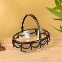 Стеклянная ваза с ручкой &laquo;Богемия&raquo;, 14.5&times;13.5&times;11.5 см, стекло, латунь