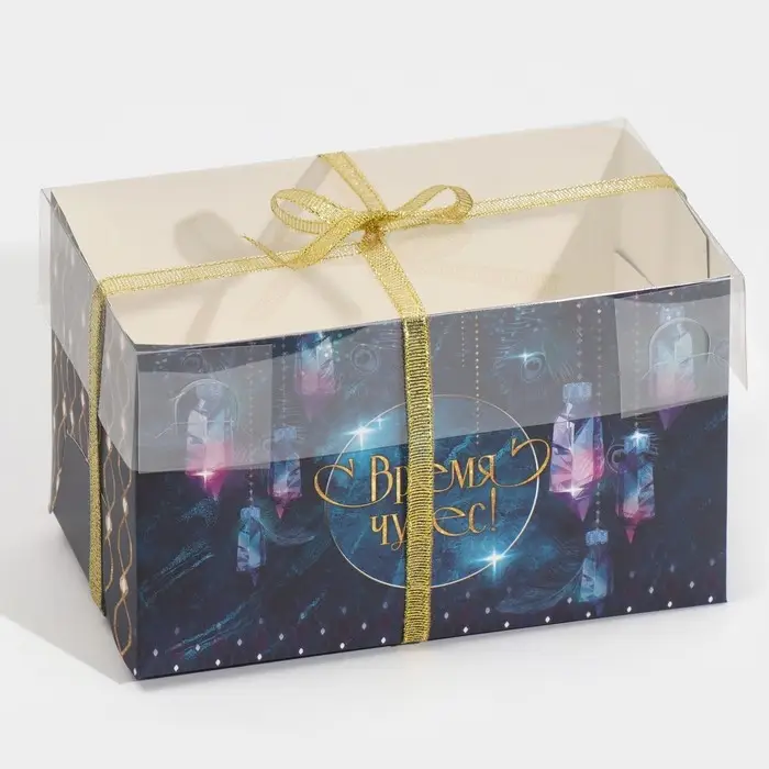 Коробка для капкейка &laquo;Фотографичный синий&raquo;, 16 х 8 х 10 см