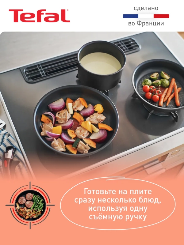 Набор посуды со съемной ручкой Ingenio Exception Noir