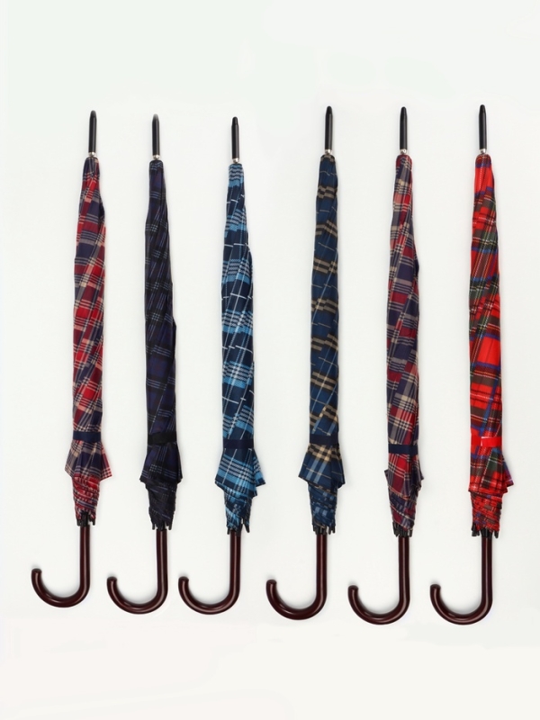 Зонт-трость п/авт R58/68 8сп П/Э В/У КЛЕТКА ручка-крюк синий пакет