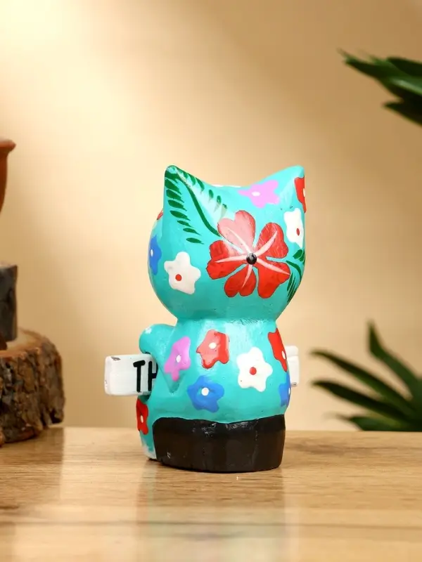 Сувенир "Кот с табличкой WELCOME" дерево 8х5х10 см, цв. бирюзовый