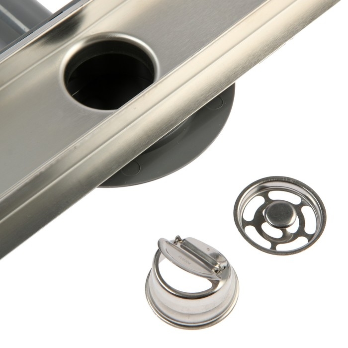 Трап ZEIN engr, c флaнцeм свободного вращ 360&deg;, 7*60 см, d=40/50 мм, нерж сталь, сатин