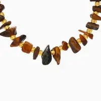 Браслет, длина 16 см, цв. коричневый, золотой