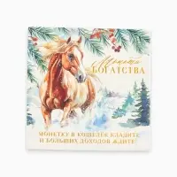 Монета новогодняя сувенирная &laquo;Богатства&raquo; акварель, латунь, диам 2.5см