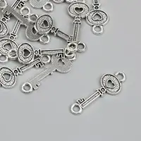 Фурнитура для бижутерии и украшений, коннектор металл 2 ушка &laquo;Ключик с сердечком&raquo;, 3.5&times;1.2 см