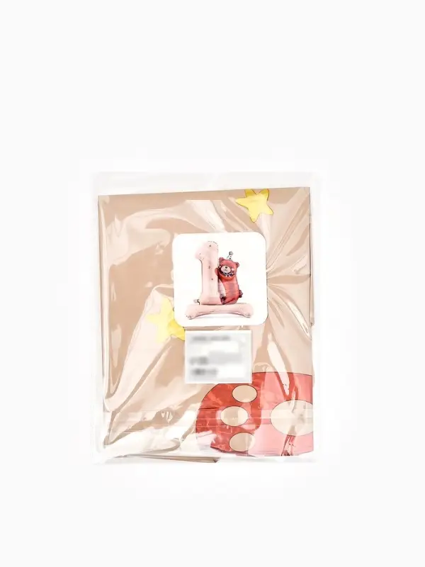 Воздушный шар фольгированный 32" "Цифра 1 с мишкой"  цвет бежевый, под воздух