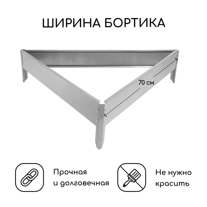 Клумба оцинкованная, 70 &times; 15 см, &laquo;Терция&raquo;, Greengo