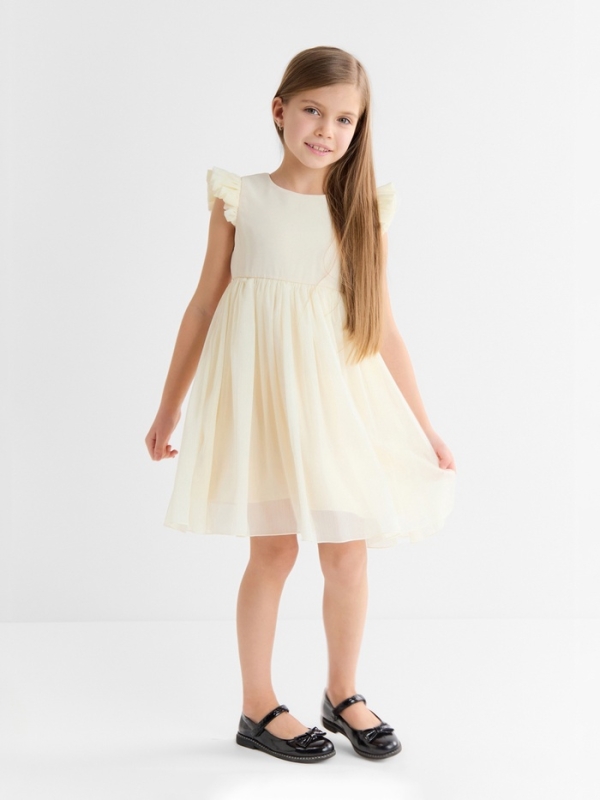 Платье для девочки, MINAKU :Party Dress, цвет молочный, рост 116 см Платье для девочки, MINAKU :Party Dress, цвет молочный, рост 116 см