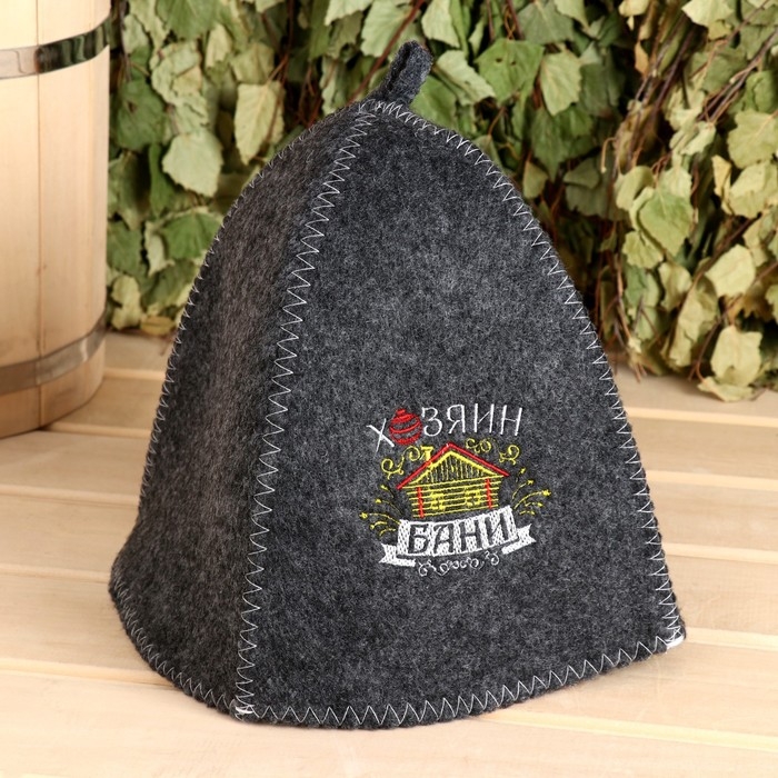 Набор банный: шапка и коврик  "Хозяин бани" в пакете