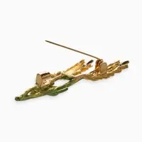 Брошь "Колосья", цвет жёлто-зелёный в золоте