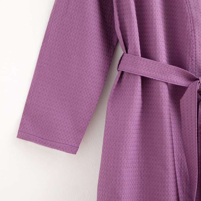 Халат вафельный женский удлинённый Экономь и Я размер 54-56, цвет лаванда, 100% хлопок, 200г/м2