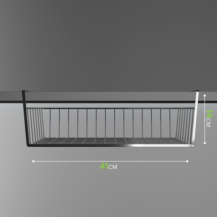 Корзина сетчатая навесная на полку Доляна, 40&times;25&times;14 см, цвет хром