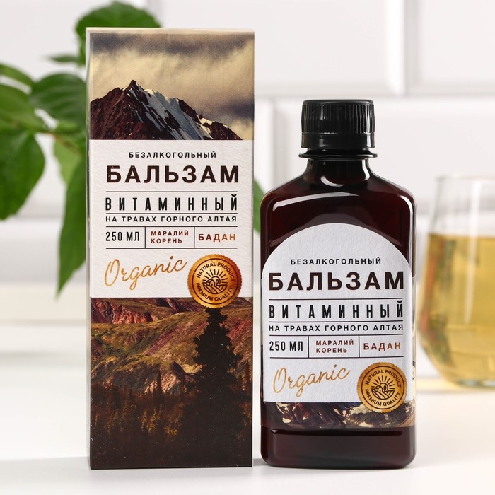 Бальзам безалкогольный на травах &laquo;Витаминный&raquo;: маралий корень, бадан, в пластиковой бутылке, 250 мл