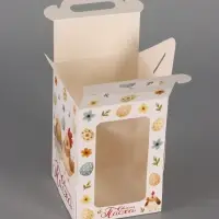 Пасхальная коробочка с окном и с ручкой "Курочки" 10 х 10 х 15 см