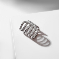 Серьга &laquo;Кафф&raquo; пять полос, цвет серебро