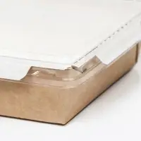 Контейнер с плоской крышкой, крафт, 0,5 л, 16 х 12 х 4,5 см