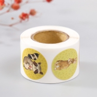 Наклейка бумага "Лесные зверята" d=2,5 см 252 шт в рулоне Наклейка бумага "Лесные зверята" d=2,5 см 252 шт в рулоне