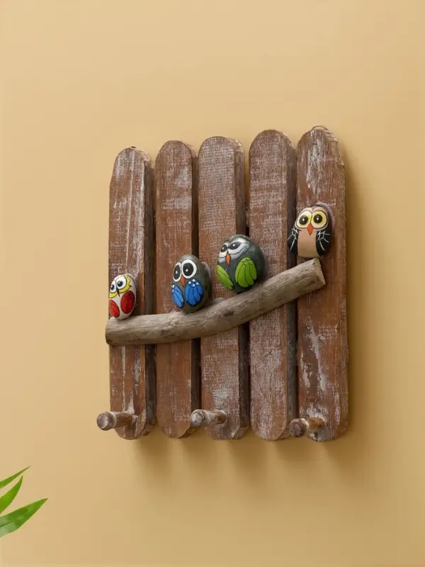 Вешалка "Воробьи на ветке" дерево Албезия 23х23х6 см