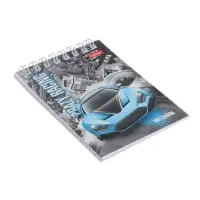 Блокнот А7, 40 листов в клетку на гребне Hatber &laquo;Автопанорама&raquo;, обложка мелованный картон, блок 65 г/м&sup2;, МИКС 6 видов