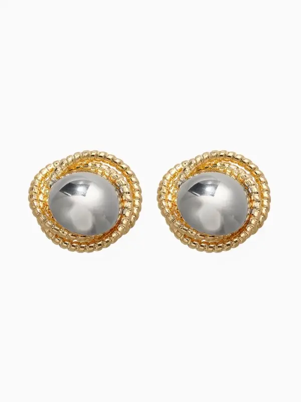 Серьги металл "Тренд" шар, цвет золото с серебром