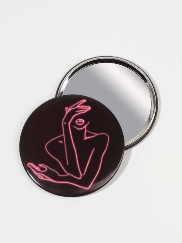 Зеркало (1) б/увел GRL PWR d7см металл/бумага силуэт PVC/короб QF