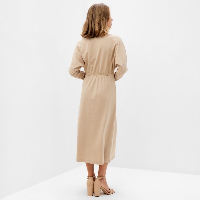 Платье женское трикотажное MINAKU: Basic line цвет бежевый, р-р 44 Платье женское трикотажное MINAKU: Basic line цвет бежевый, р-р 44