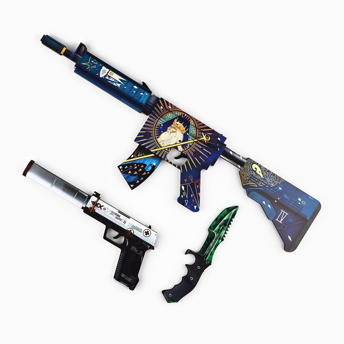 Деревянное оружие, детское сувенирное &laquo;Император&raquo;, автомат, пистолет, нож охотничий, набор 3 шт