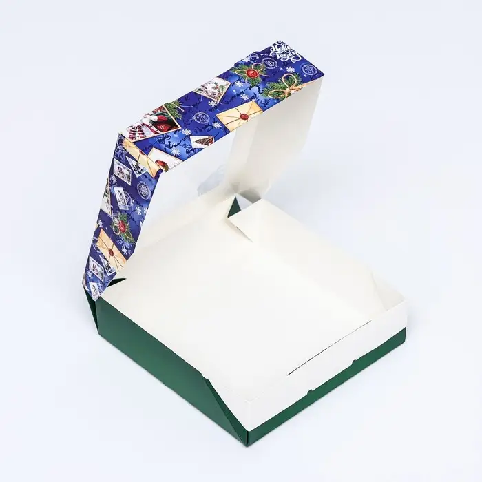 Коробка подарочная новогодняя складная с окном &laquo;Новогодняя посылка синяя&raquo;15&times;15&times;4 см