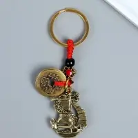 Брелок металл нэцке "Дракон на корабле" 5 монет набор 2 шт h=8 см