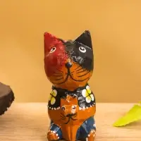Сувенир интерьерный "Котики" 5х5х8 см, дерево, цв. рыжий