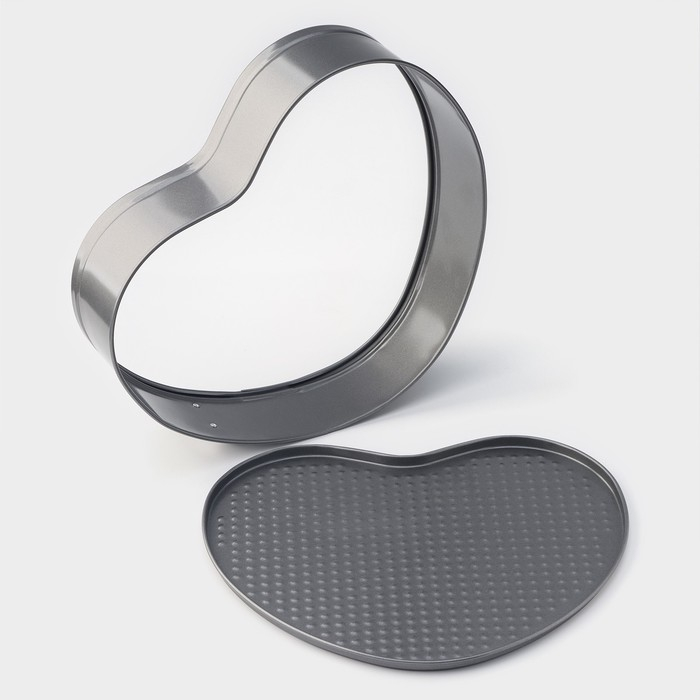 Форма для выпечки Доляна &laquo;Элин. Сердце&raquo;, 28,5&times;25,5&times;6,6 см, съёмное дно, антипригарное покрытие, цвет чёрный