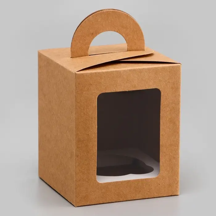 Коробка для 1 капкейка, крафт, 9.2&times;9.2&times;11.1 см