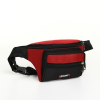 Сумка поясная на молнии, 3 наружных кармана, цвет красный/чёрный Сумка поясная на молнии, 3 наружных кармана, цвет красный/чёрный