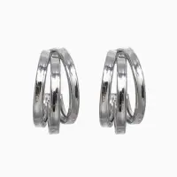 Серьги металл "Тринити" широкие, тренд, цвет серебро