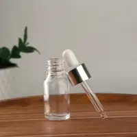 Бутылочка для хранения, с пипеткой, 10 мл, цвет серебристый/белый